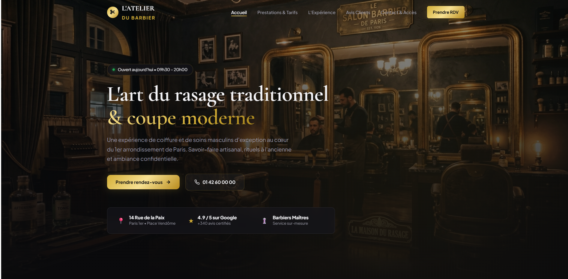 L'Atelier du Barbier - Site vitrine barbershop